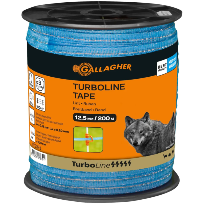 Gallagher TurboLine lint 12,5mm blauw 200 meter Gallagher TurboLine lint 12,5mm blauw 200 meter